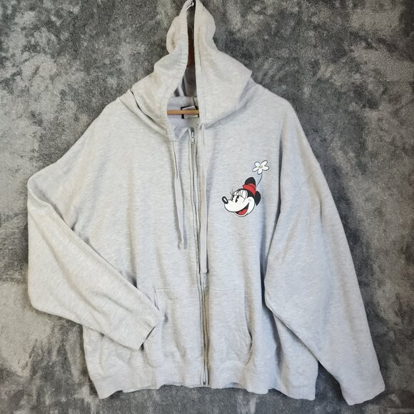 DISNEY Minnie Mickey Mouse Full Zip Sweatshirt Hoodie Gray Women’s 3X - Picture 2 of 11